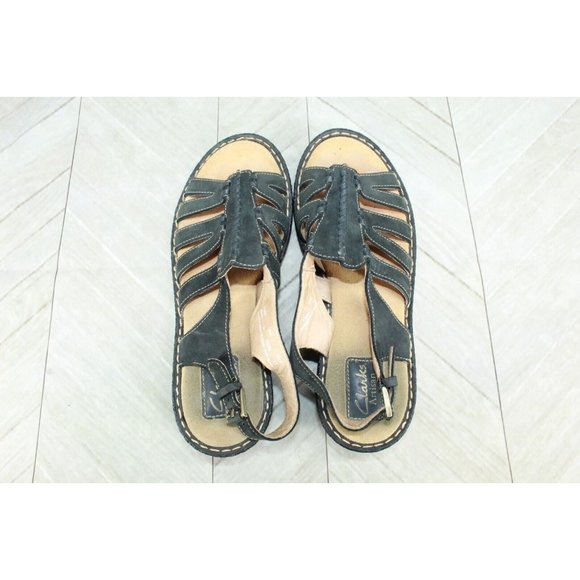 Clarks Lexi Marigold Black Leather Open Toe Ankle Strappy Sandals Size 9 M - Picture 9 of 9